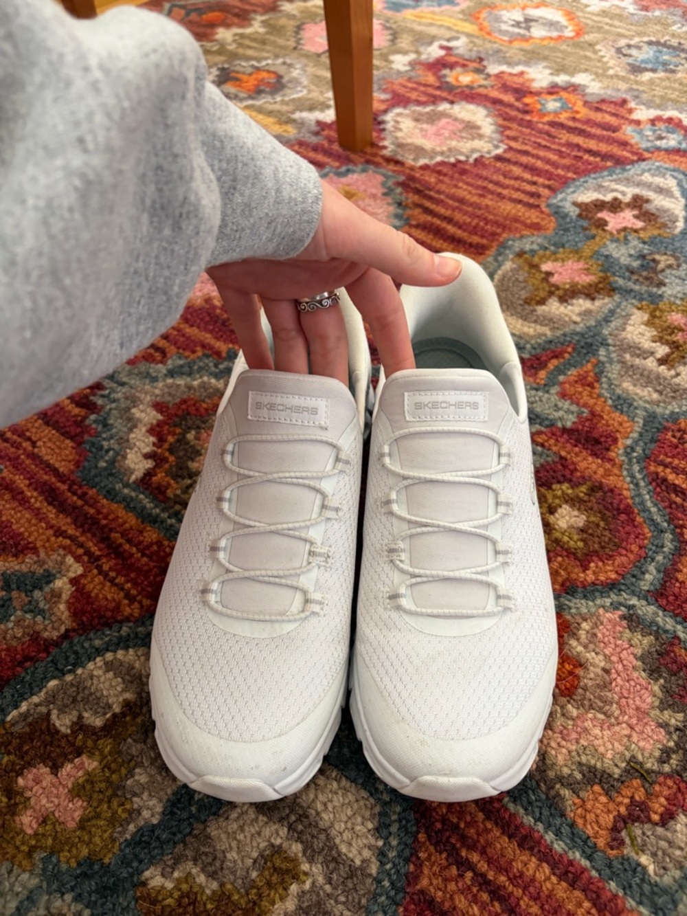 Skechers Women's All-White Slip-On Mesh Walking Sneakers, size 8.5 - Picture 4 of 9